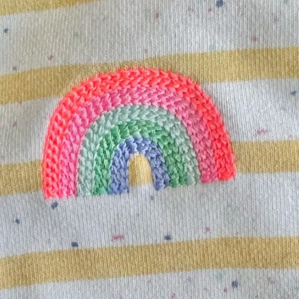 Baby Gap Girls Long Sleeve Embroidered Rainbow Stripe Outfit. 3-6 Months.